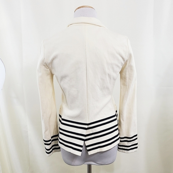J. Crew Maritime Blazer Placed Stripe Cream Black XS - Picture 3 of 7